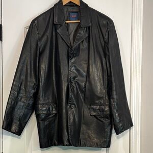 ⚫️⚫️ R & O Vintage 100% Leather Black Leather Jacket Mens Size Large